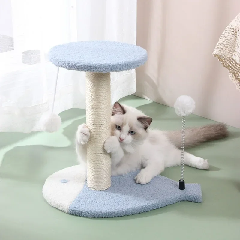 Pretty Cat Climbing Frame Soft Texture Cute Cat Scratcher Post Dangling Ball Natural Sisal Kitten Scratching Post Cat Gift