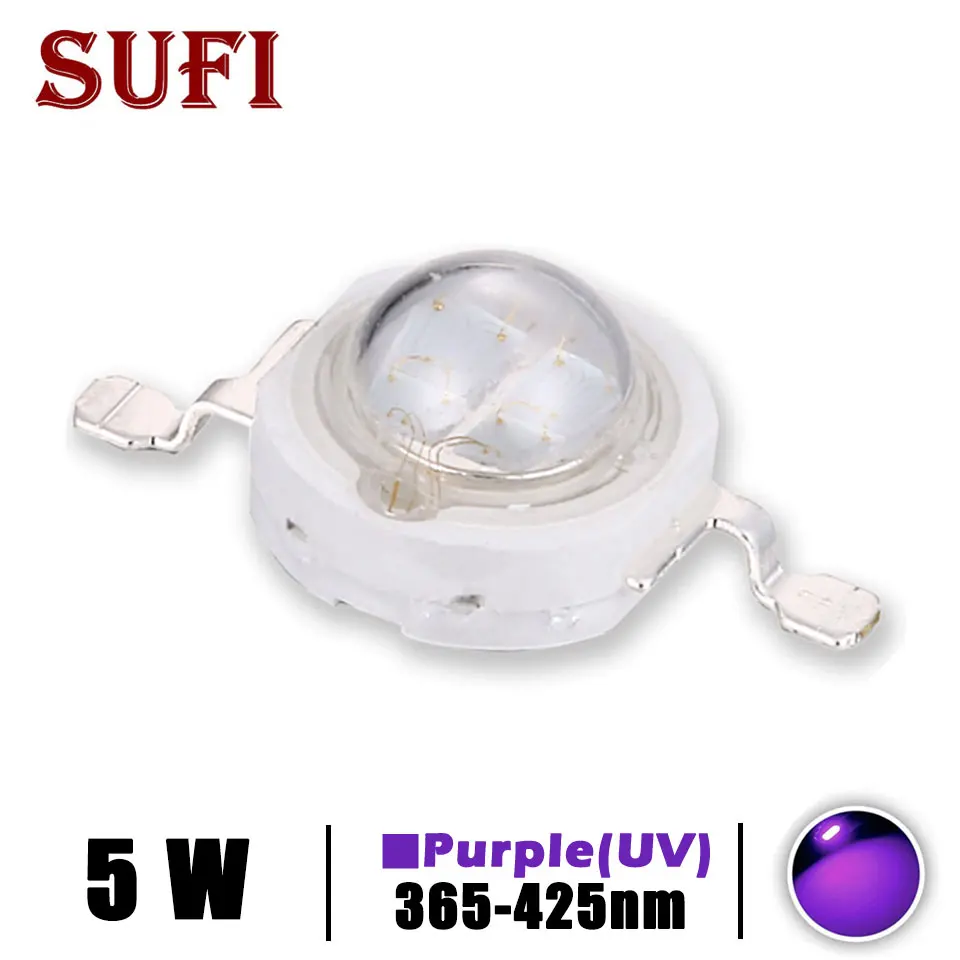 High Power 5W UV Purple LED Chips 365NM 370NM 375NM 385NM 390NM 395NM 400NM 405NM 425NM Diody COB Koraliki światła ultrafioletowego