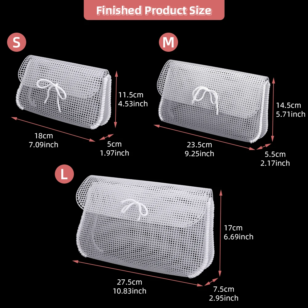 3pcs/set White Weaving Plastic Sheet for DIY Handmake Crochet Hand Bags, Durable Mesh Grids, DIY Knitting Craft Design Template - view 4