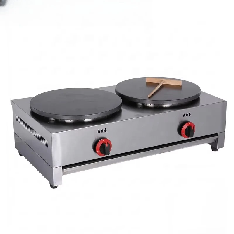 Commercial gas double crepe maker 40cm non-stick stainless steel shortbread crepe maker hotel use