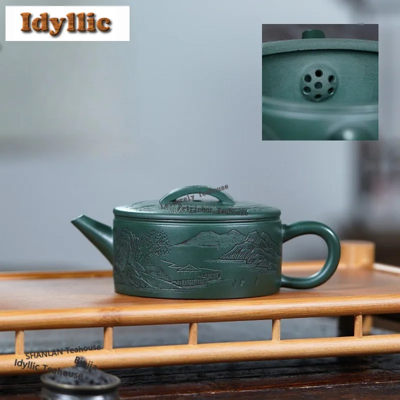 

180 мл древние фиолетовые глиняные чайники Исин ручной работы, большой калибр, горшок из сырой руды, зеленая грязь, чайник для заваривания чая, китайский чайный сервиз Zisha