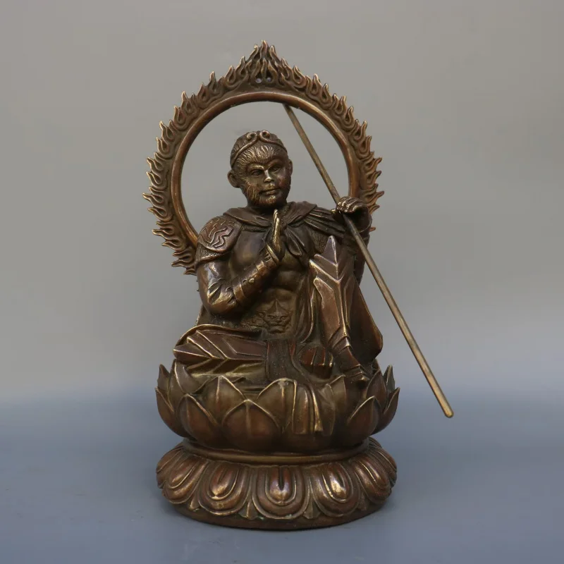 Antique Copper Monkey King Sun Wukong Figurine Car Home Entrance Office Decoration Ornament