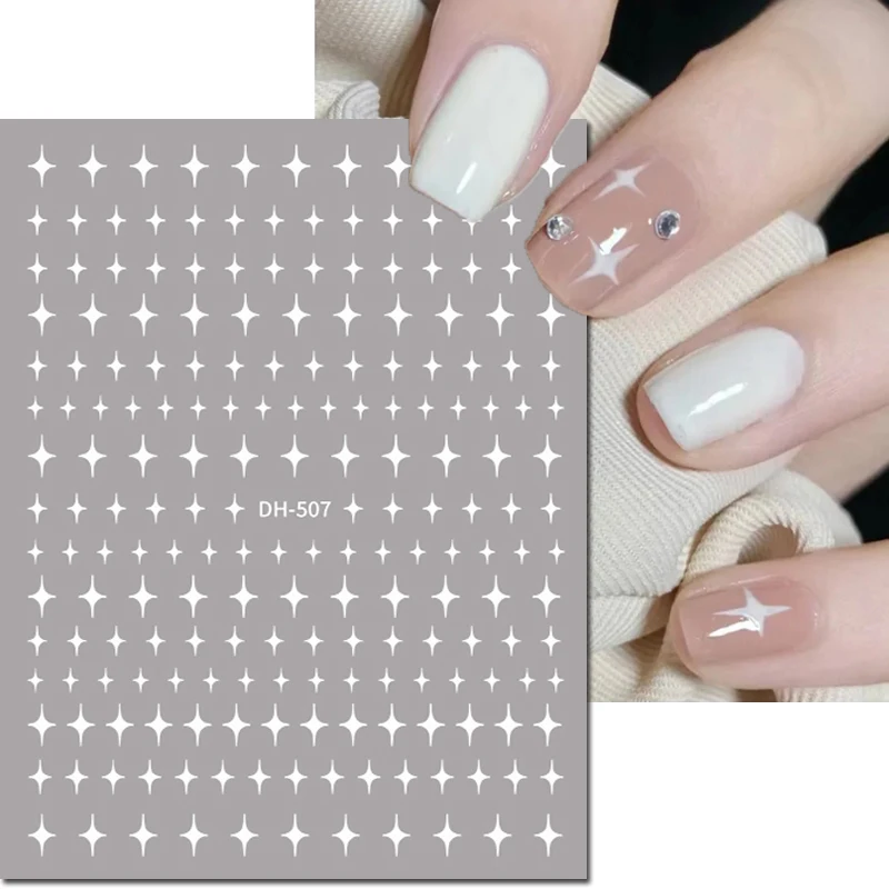 3d Nail Art Stickers Black White Gold Silver Stars Y2K Starlights Nail Decals Decorations For Nail Art Manicure