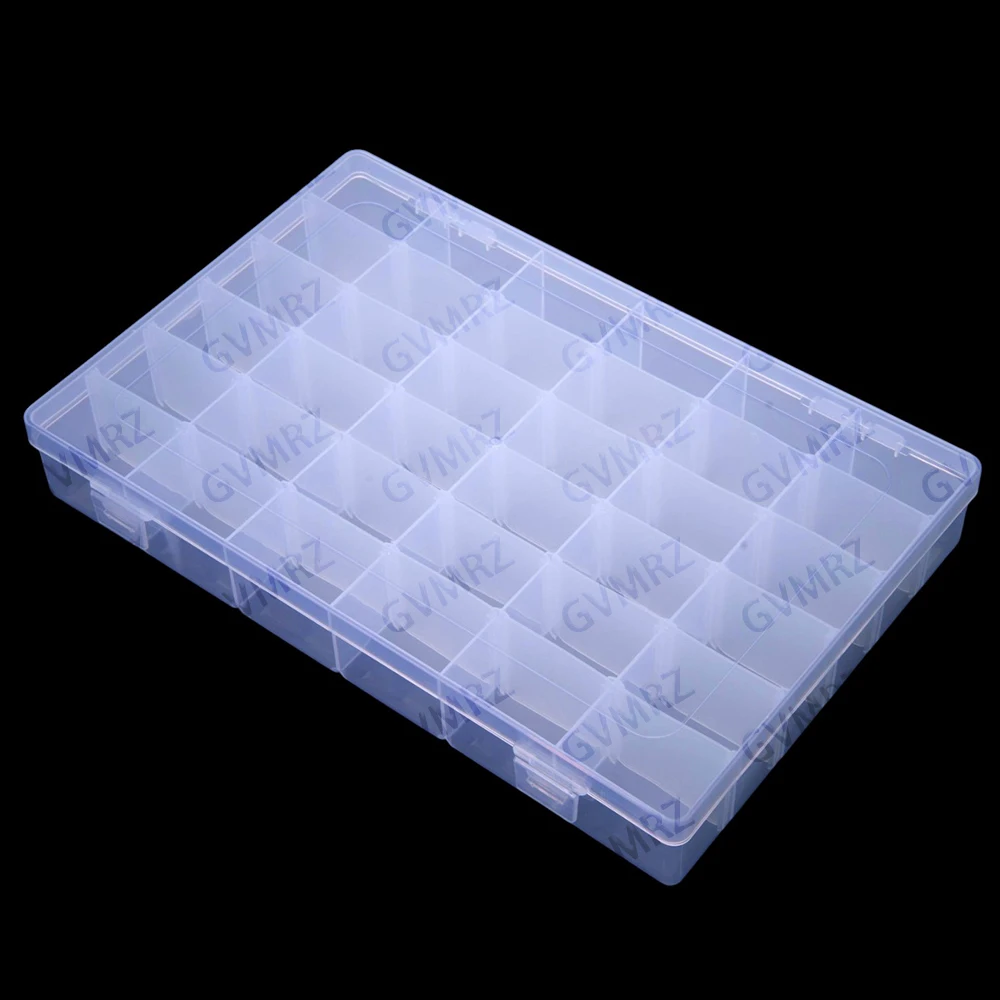 27.5x17.5x4.2mm Transparent 36 Grids IC Storage Box SMD SMT Electronic Components Organizer Plastic Case for Resistors  27.5