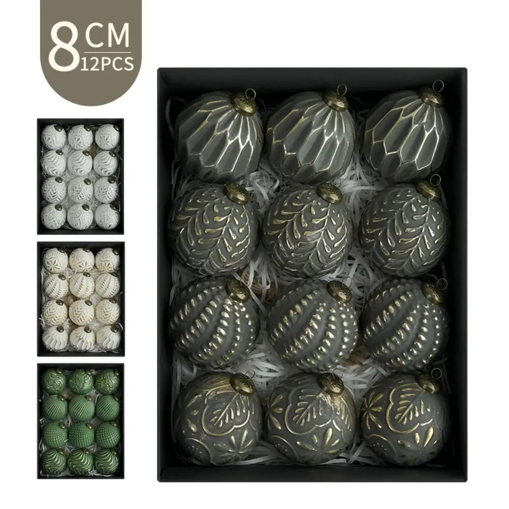

12pcs 8cm Christmas Tree Ball Pendant Shatterproof Reusable Christmas Hanging Balls Retro Elegant Xmas Tree Ornaments