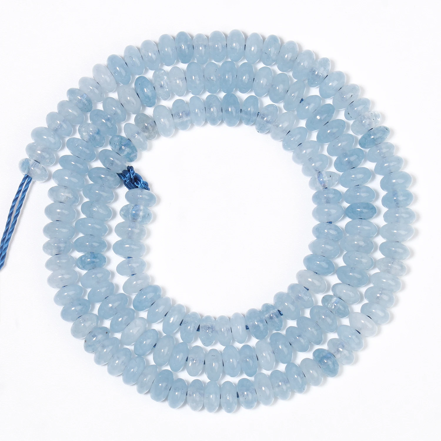 5x2mm Natural Stone Rondelle Blue Aquamarine Round  Loose Spacer Beads for Jewelry Making Diy Bracelet Earrings Accessories 15\'\'