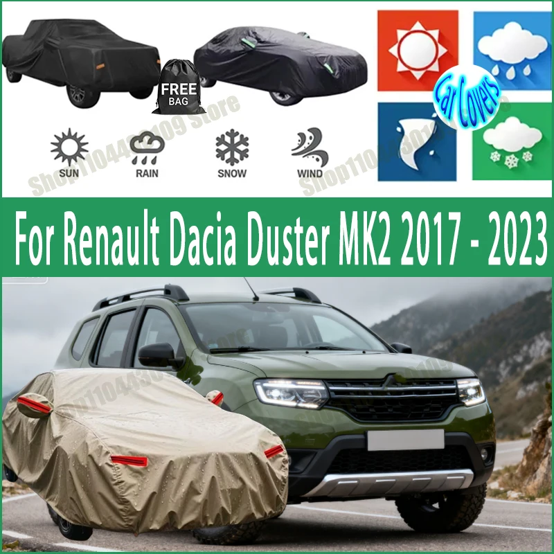 

Чехол для автомобиля Renault Dacia Duster MK2 2017-2023, зимний и летний, защита от снега и пыли, водонепроницаемый, солнцезащитный, для защиты автомобиля.