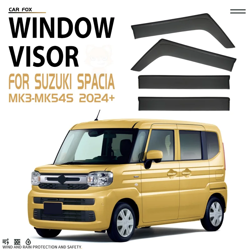 

For Suzuki Spacia MK54S MK32S MK42S 2013-2024+ Plastic Window Visor Vent Shades Sun Rain Deflector Guard