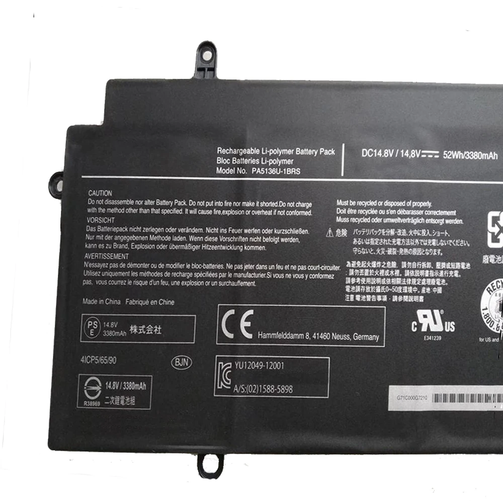 CP Laptop Battery PA5136U-1BRS PA5136U 14.8V/52Wh/3380mAh For Portege Z30 Z30-A Z30-AK04S Z30-A1301 Z30-B K10M Z30-C Series