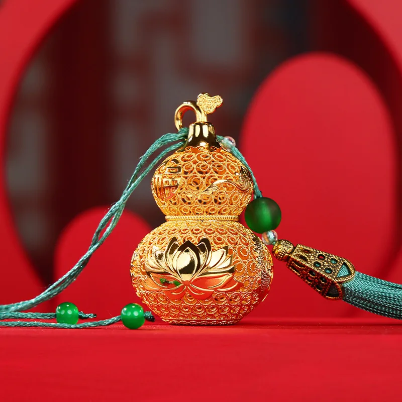 Cz brass cut out filigree gourd ornament fulu hanging ornament home mini copper gourd craft gift multi-scene pendant