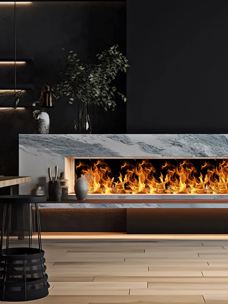Realistic 3D multi-color flame, intelligent atomization fireplace, TuYA APP control, electric steam electric fireplace, adjustab