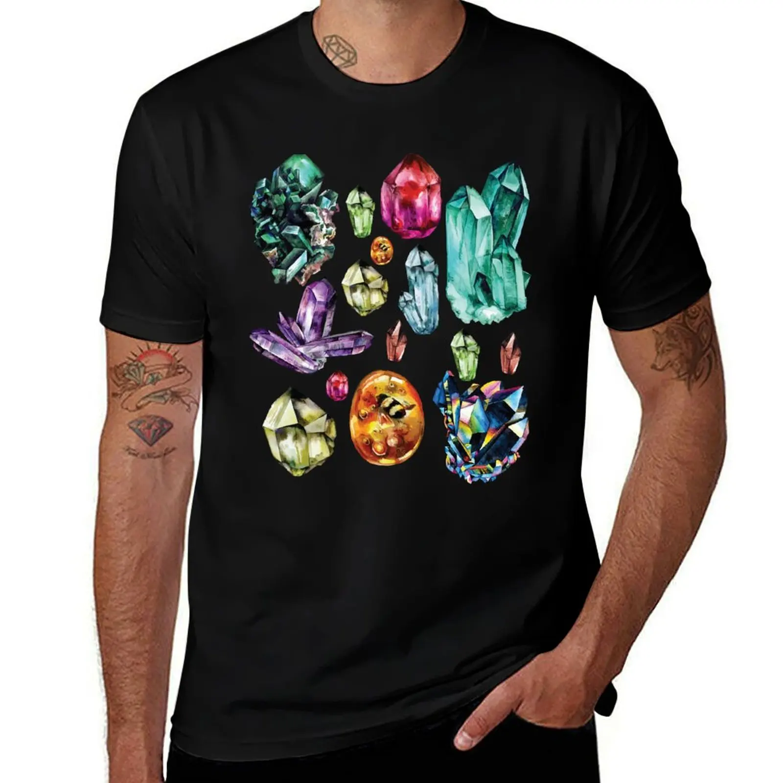 Gems Crystals & Amber Crystal Healing T-Shirt Basic Daily Outfit Short Sleeve Tee T-Shirt