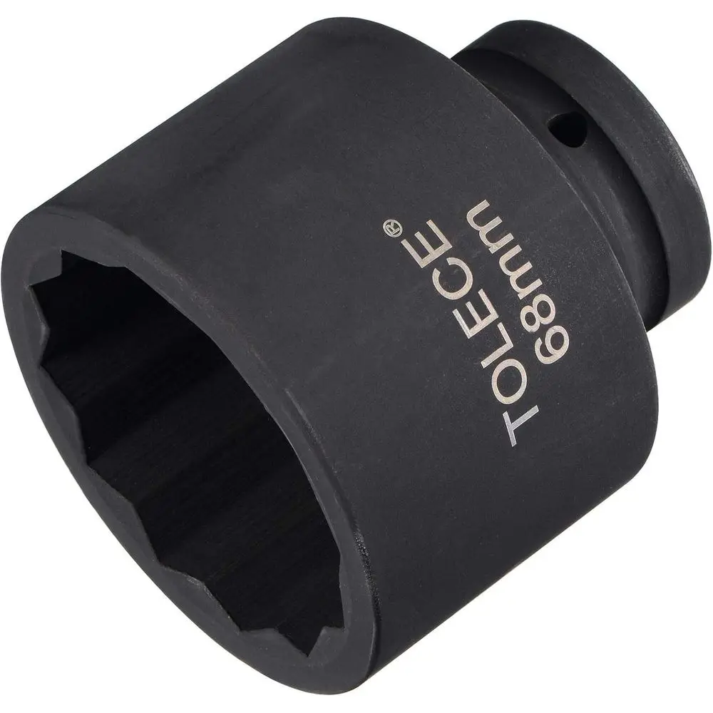 

1-Inch Drive 68mm 12-Point Impact Socket, CR-MO Steel 95mm Length, Standard Metric Sizes