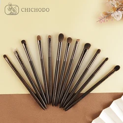 CHICHODO- Professional Handmade Eye Makeup Brushes Top Animal Hair Ebony Handle Include Eyeshadow Eyebrow Eyeliner Lip Brush