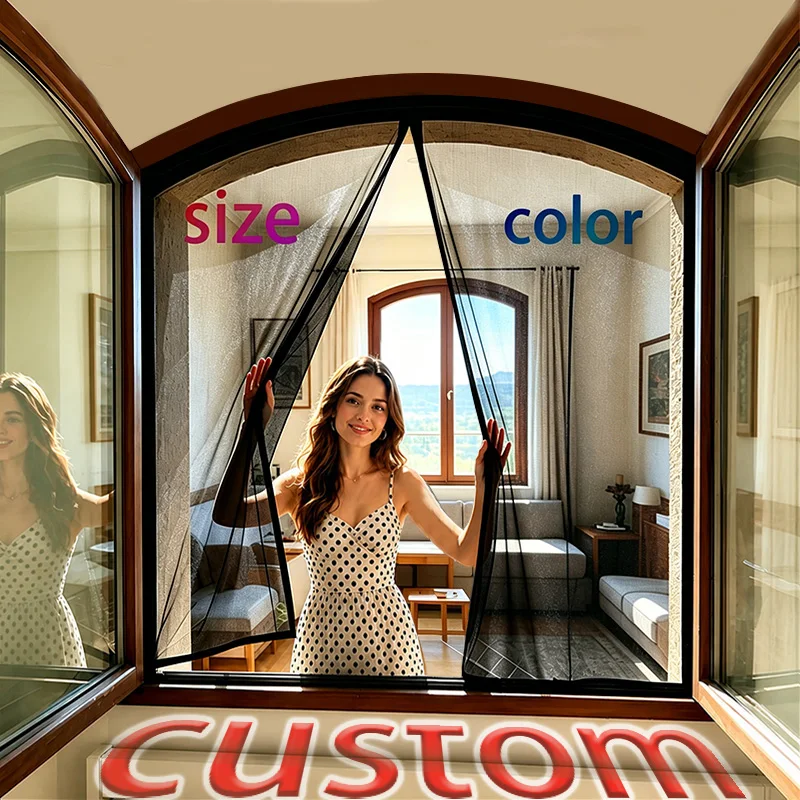 Arched Window Mosquito Net Custom Size Curved Window Screen Magnetic Round Fly Insect Mesh Black White Invisible Fiberglass Mesh