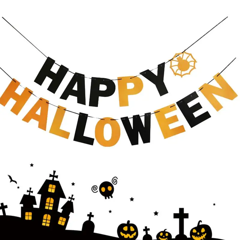 

Halloween Party Decoration Banner Halloween Paper Bunting Banner Signs Halloween Banner Signs Photo Backdrop For Mantle