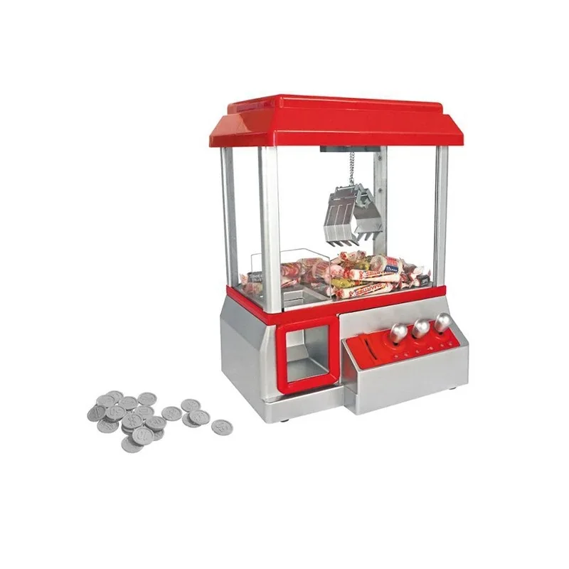STLF Coin-Operated Mini Home Candy Crane Machine Toy Kids Pretend Play with Amusement Function for Ages 3+
