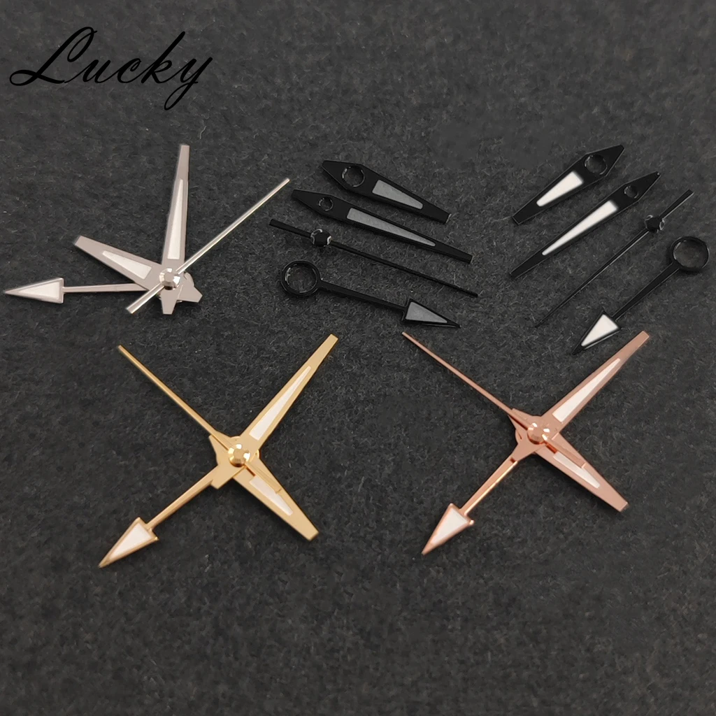 عالية الجودة 4 دبابيس GMT NH34 الأيدي الفضة الأسود ارتفع الذهب ساعة الأيدي الأخضر مضيئة الساعات مؤشرات تناسب NH34A/NH35/ حركة