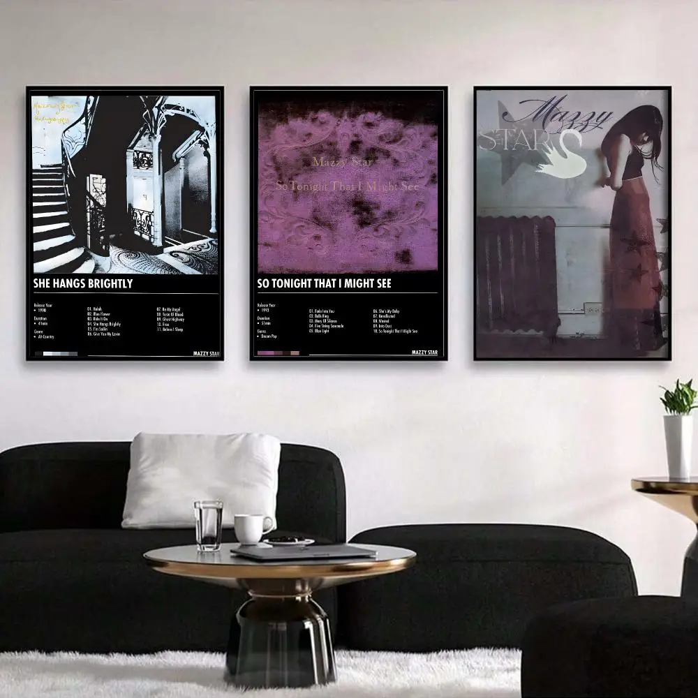 Rock Band M-Mazzy Star  Painting Calligraphy Vintage Aesthetic Poster Canvas Print Trendy High-Fashion Wall Decor