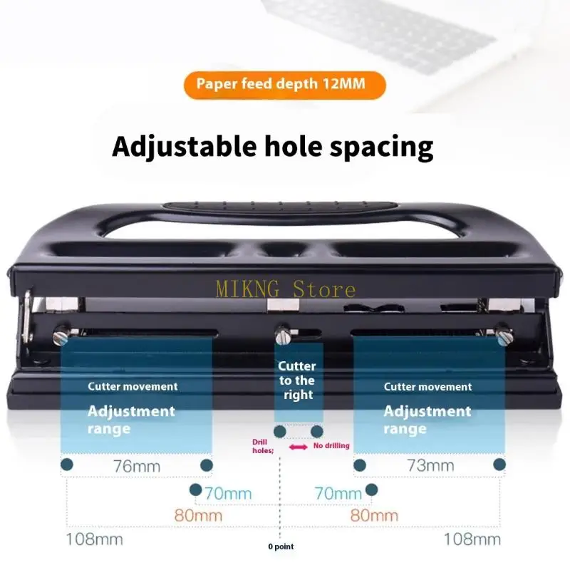 ヘビーデューティー3ホールパンチャー30シート容量調整可能な金属ホールパンチPVCラミネートシートカードストックベストセール