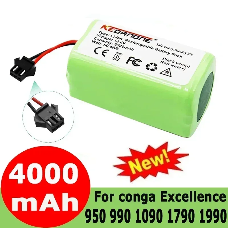 

14.4V 4S1P 4000mAh Li-ion Battery for Conga Excellence 990 1090 Ecovacs Deebot N79S N79 DN622 Eufy Robovac 11 11S 12 35C X500