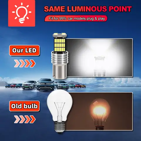 2 st LED-backljus blinkers P21W BA15S 1156 för Volvo C30 C70 S40 S60 S70 S80 V40 V50 V60 V70 XC60 XC70 XC90 6 best sales LED-lampa till Volvo V40 - №3