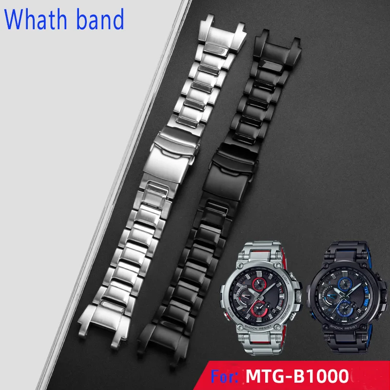 Stainless Steel Watch Band Strap For Casio MTG-B1000 Men Matte Metal black Solid Watchband Bracelet Accessories