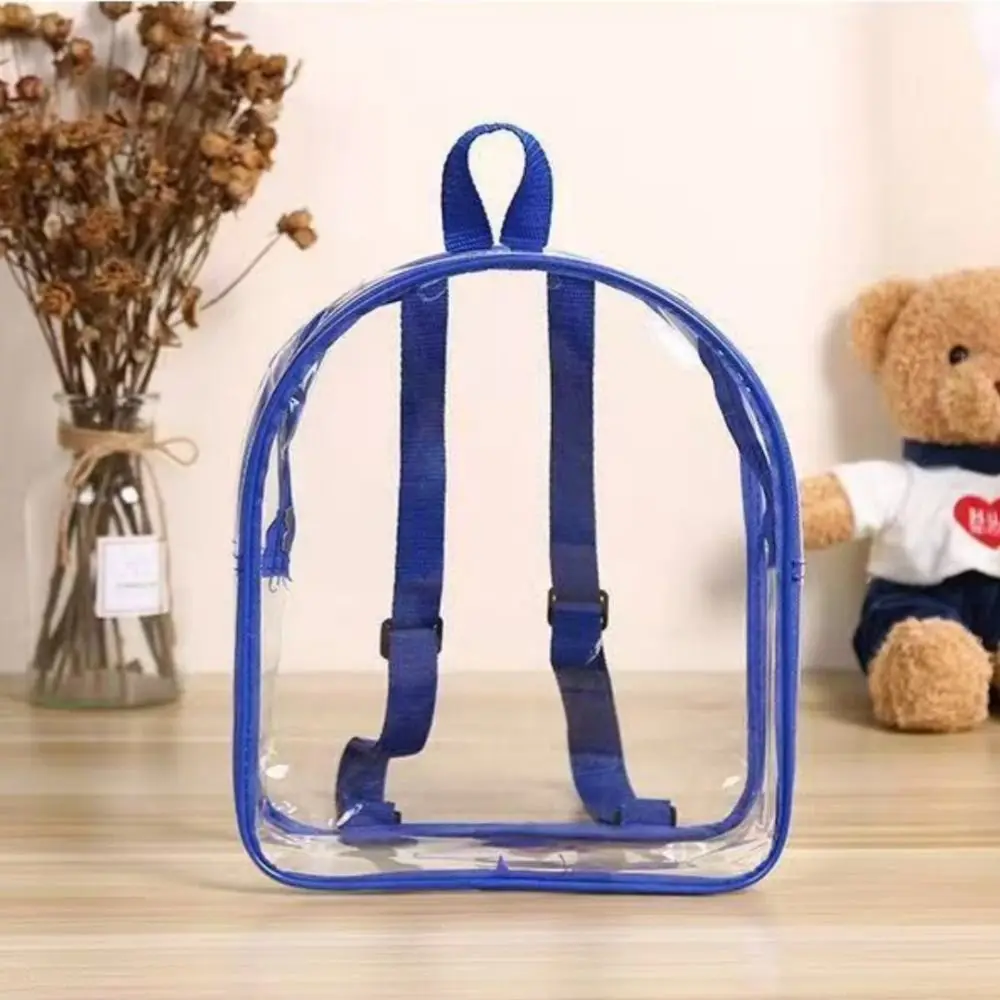 PVC Children Backpack Zipper Closure Snack Storage Transparent Backpack Double Shoulder Design Toy Storage