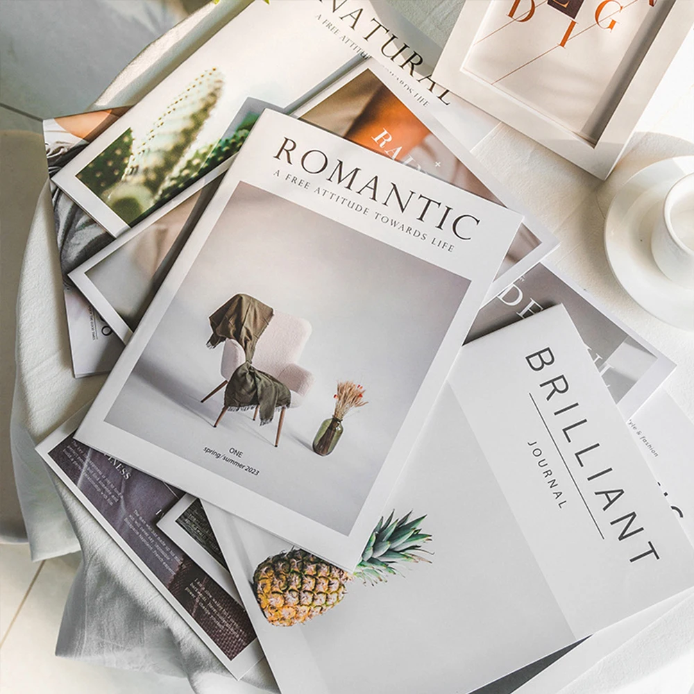 Fondo de fotografía de revista en inglés Simple estilo Ins, decoración del hogar, libro, accesorios para fotos en vivo, adornos decorativos