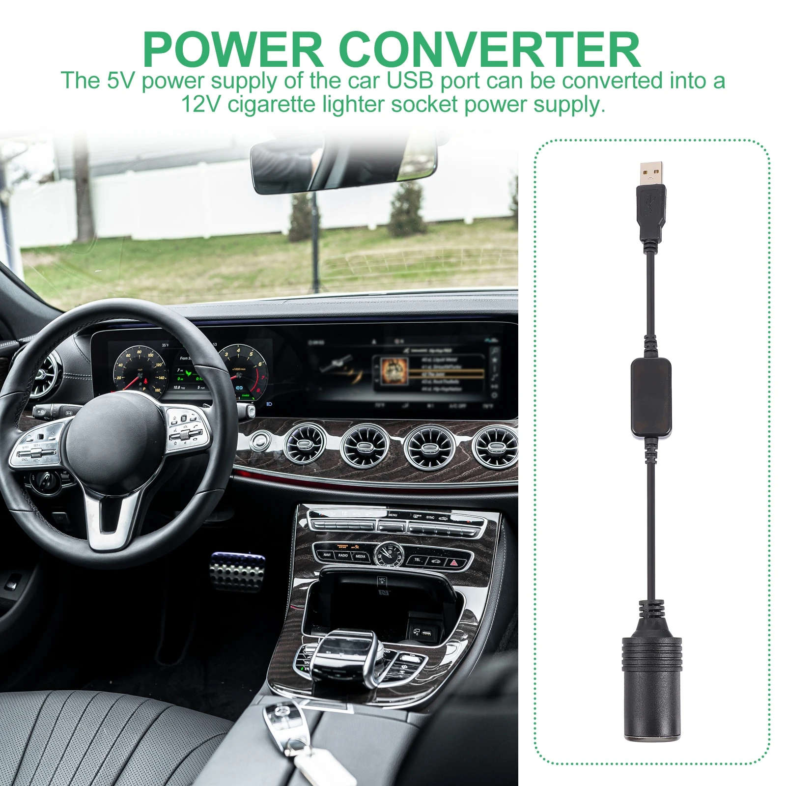 

5V Usb To 12V Cigar Lighter Socket Converter Car Power Supply Adapter For Driving Recorder Female Cable Inverter