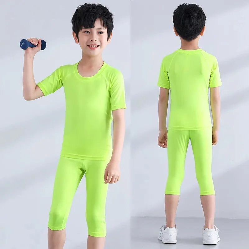 

Kids Boy Girl Men Adults 3/4 Cropped Short Legging Capri Running Tights Pants Children Basketball Football Soccer Fitness Sport