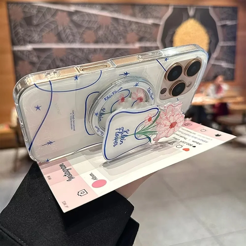 High Quality Acrylic Magnetic Holder Popular INS Waterproof Cartoon Cute Flower For IPhone Google Universal Phone Grip Stands