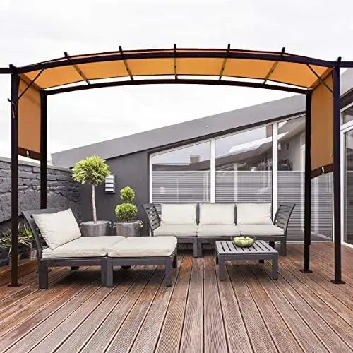 

12x9 Ft Outdoor Pergola, Patio Retractable Pergola with Adjustable Sliding Sun Shade Canopy, Heavy-Duty Steel Frame, Patio