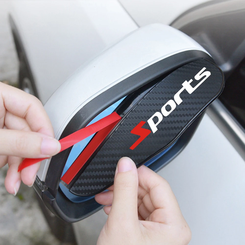 2 Pcs Car Rearview Mirror Rain Eyebrow Rearview Mirror Sports logo For Yaris Corolla Camry Highlander CHR Sport Accessories