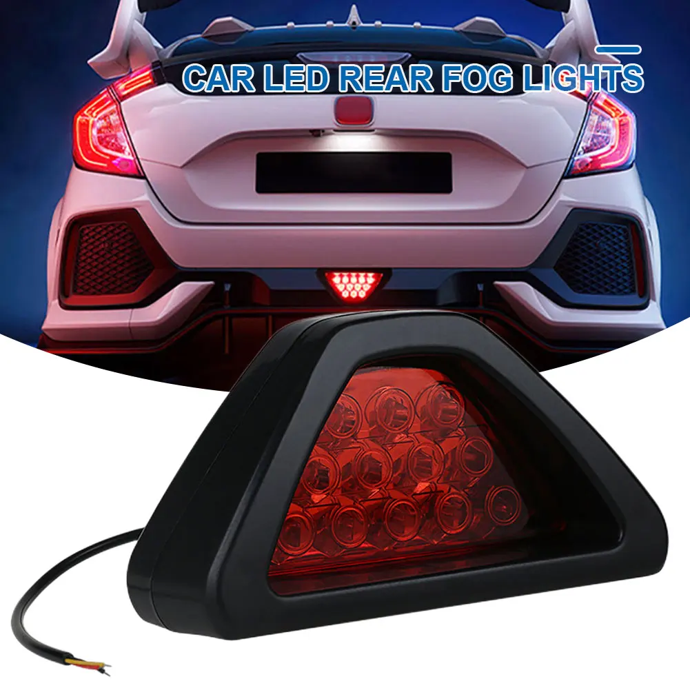 Universal Auto Tail Light 12 LED Car Brake Light Triangle Sporty Car LED Fog Light for Auto Vehicle SUV for Truck Car Motorcycle