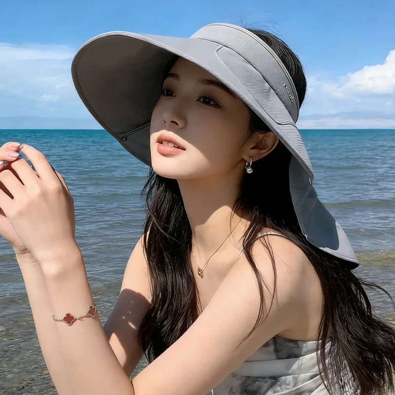 Summer hat with a large brim, offering sun protection shade, breathable open-top design, versatile and flattering, making th