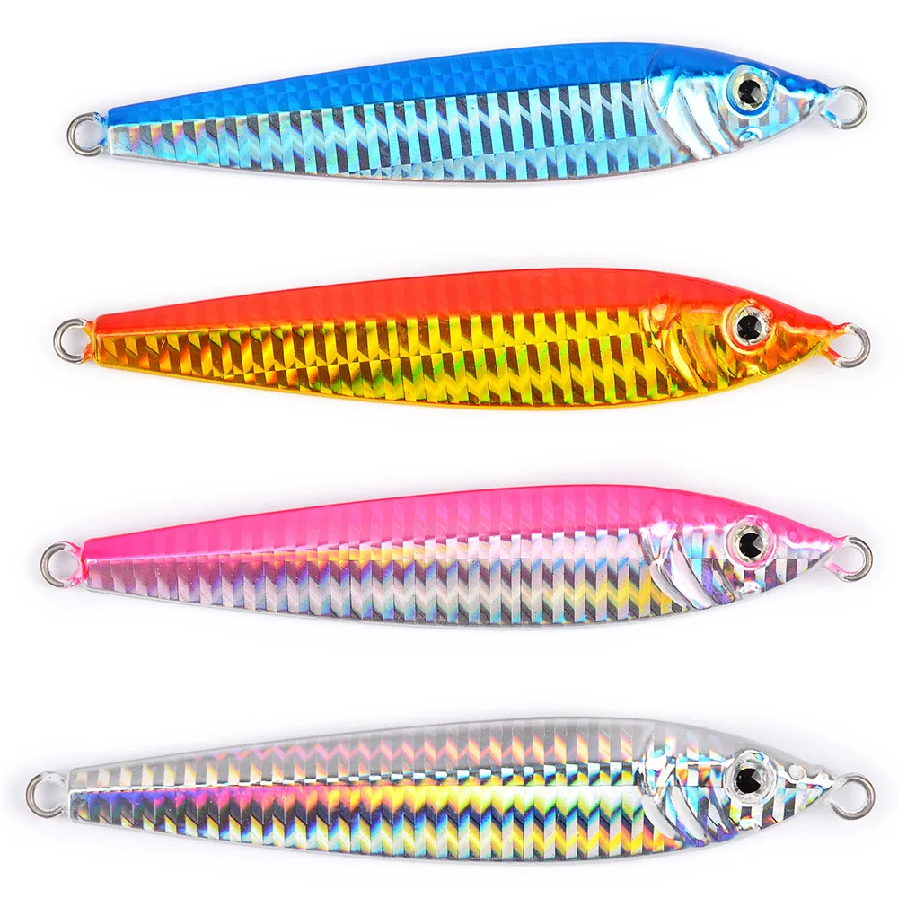 

10 Pack of 100g Slow Jigging Lure, Saltwater Led Metal Jig, Vertical Fishing Lure for Tuna, Grouper, Snapper