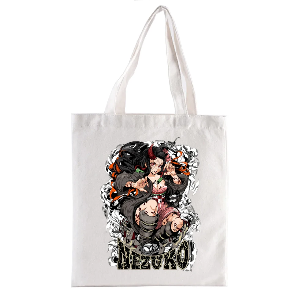 Kimetsu No Yaiba Graphic Tote Bag Demon Slayer Print Shoppong Bags Women\'s Handbag Funny Totebag Shopper Female Handbags Fashion