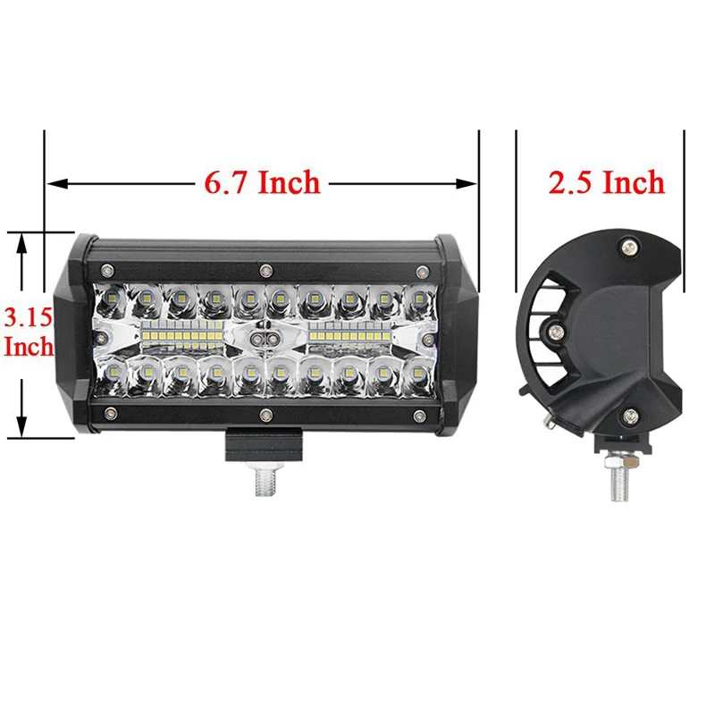 Imagem -02 - Combo Led Barras de Luz para Trabalho e Condução Spot Feixe de Inundação Offroad Barco Carro Trator Caminhão 4x4 Suv Atv 120w 12v 24v