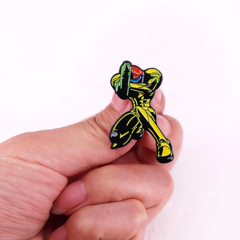 Cartoon manga anime movie game character badge Samus Aran Metroid Enamel Pin brooch fans gift jewelry view 3