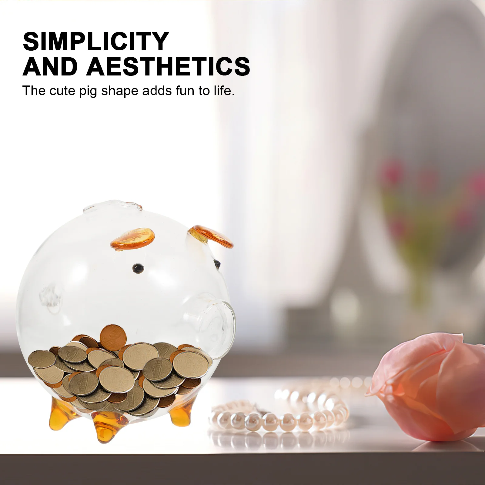 

Glass Piggy Bank Clear Transparent Pig Shaped Money Pot Kids Desktop Saving Jar Coin Holder Children Gift Glass Piggy Bank