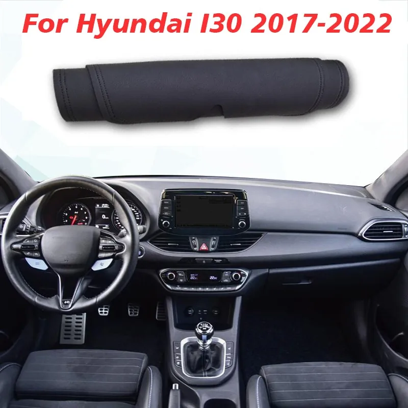 

Black Leather Dashboard Dash Dashmat Mat Carpet pad For Hyundai I30 2017-2022