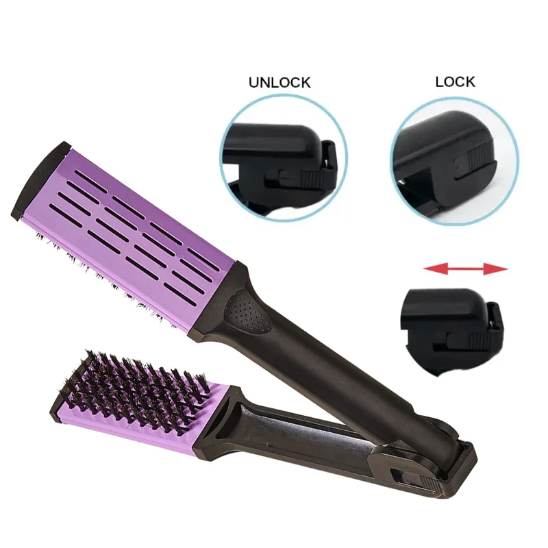 1pcs Splint V-shaped Flat Comb Salon Boar Bristle Hair Brush Detangle Comb for Hair Styling Fluffy Anti-Static Home Barber Tools