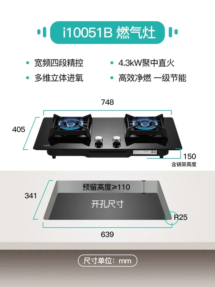 Fornello a Gas Vatti i10051B doppio bruciatore Gas naturale/propano liquido piano cottura da incasso/da tavolo fornello a Gas per uso domestico