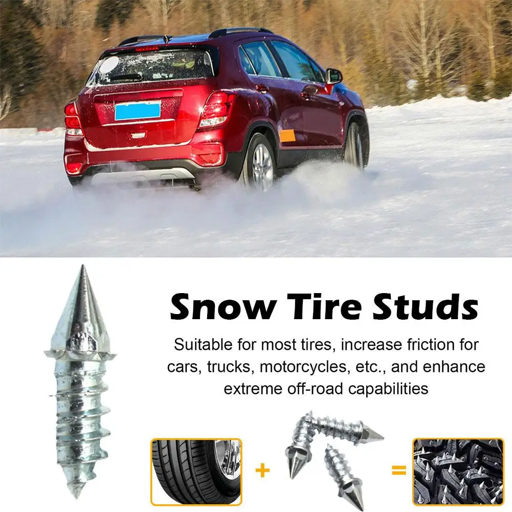 

Car Tire Anti Slip Studs Only 10-100Pcs Motorcycle Tungsten Steel Snow Tire Anti-skid Studs JX6*6-H27-T10 Tyre Rivet Tire Spikes
