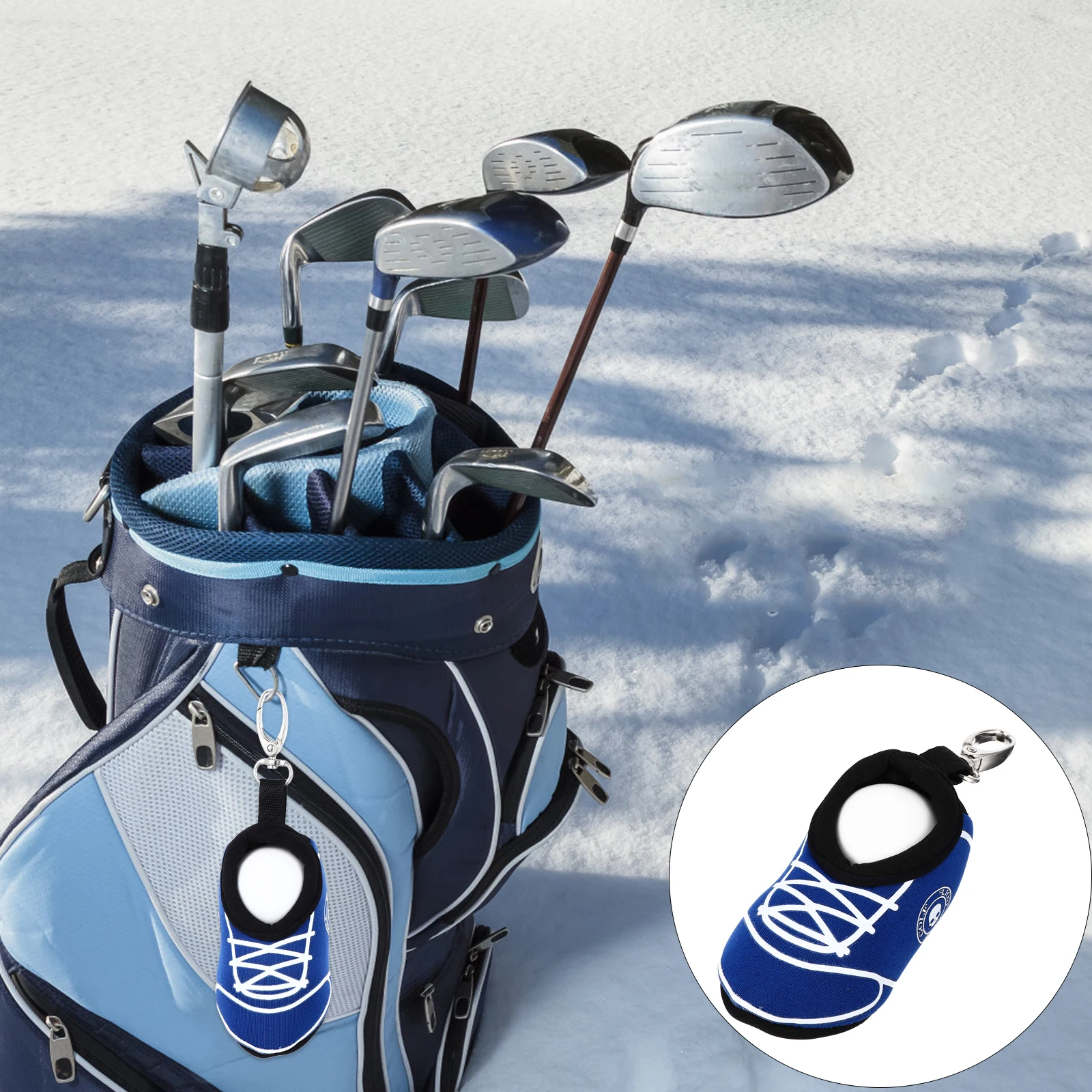 

Golf Ball Bag Neoprene Dust Proof Storage Pouch Simple Supplies Blue Fitness Useful Balls Shoe Shaped Design Practical Gift