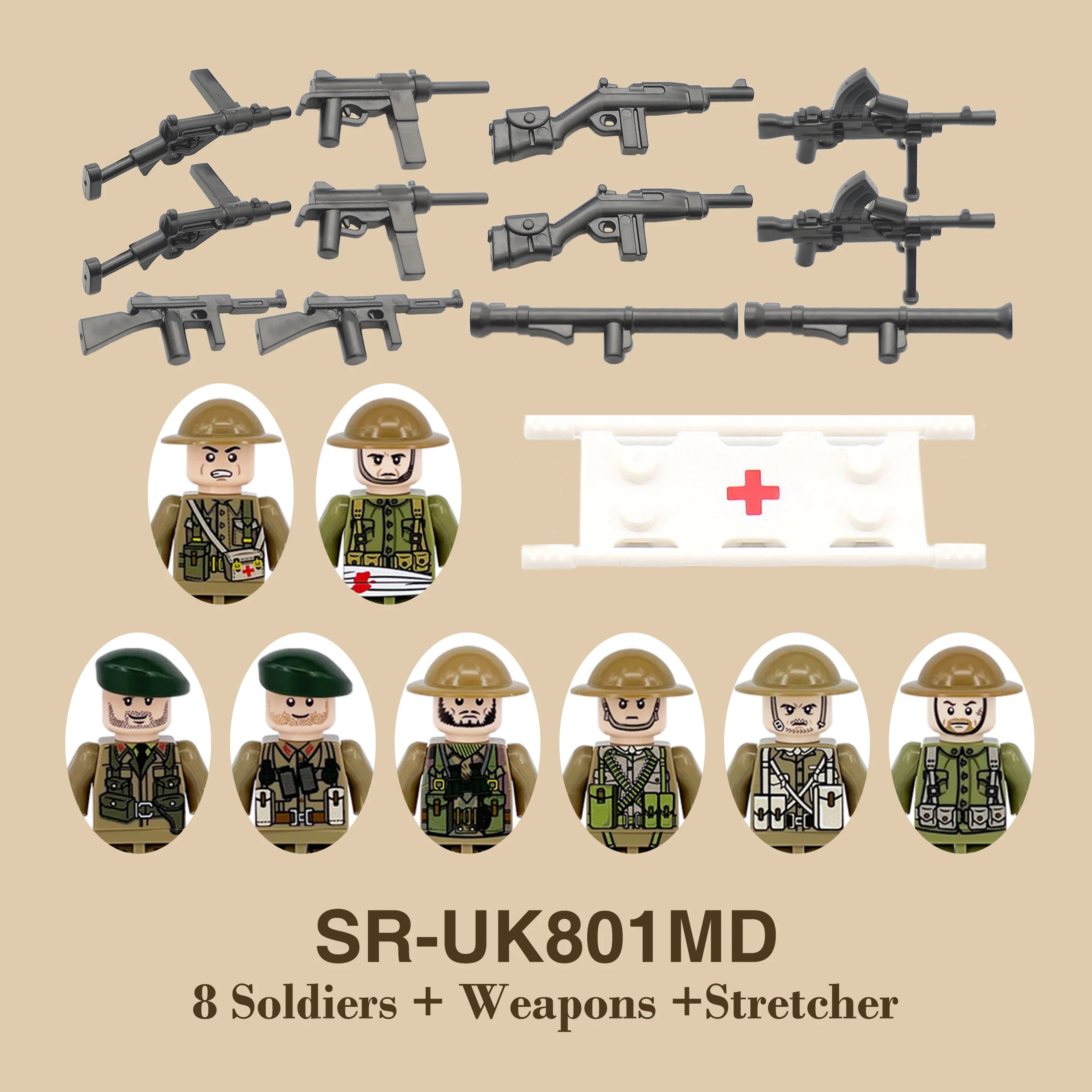 DIY WW2 Infantry Medical Corp Soldier Motorcycle Soviet US Army Military Gun Weapon Building Block Brick Children Kids Gift Toys