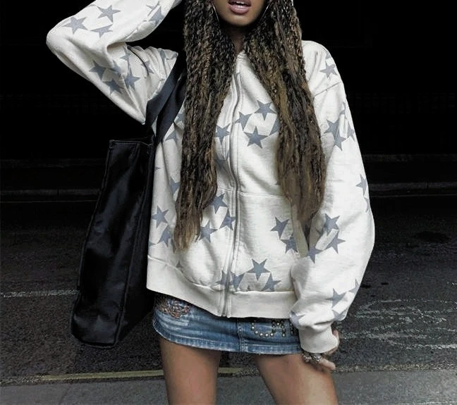 Star Pattern Casual Fashionable Pullover Hooded Couple's Style Hoodie