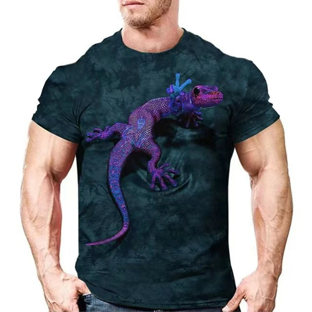 Chameleon T-Shirts Animal Lizard 3D Printed Streetwear Men Women Fashion Oversized Short Sleeve T Shirt Kids Tees Tops Clothing