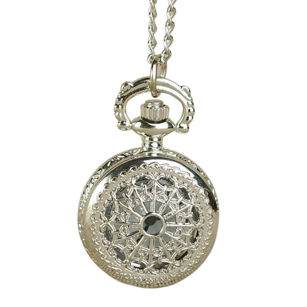 

1Pcs Quartz Pocket Watch Silver Retro Hollow Chain Decoration Vintage Style Time Display Gift for Family Friends